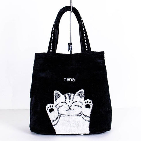 バッグ 横浜ナナ 湘南ナナ NANA タウンバッグ バンザイネコ柄 クロシロ nn-twn8-B