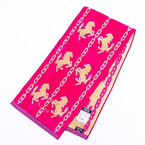 タオル 横浜ナナ 湘南ナナ NANA フェイスタオル ハーフ ホース柄 チェリーピンクベージュ nn-fth32-AA