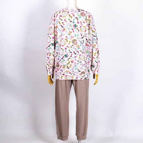 【セール】パジャマ TUNIC ピーチ起毛・ハッピーヒール ベージュ フリーサイズ トレーナーパジャマ AWS-43407-A