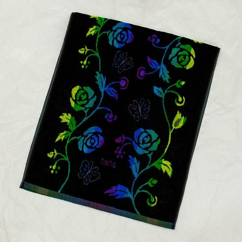 タオル 横浜ナナ 湘南ナナ NANA フェイスタオル ローズパピヨン柄 グレー多色 nn-ft28-E