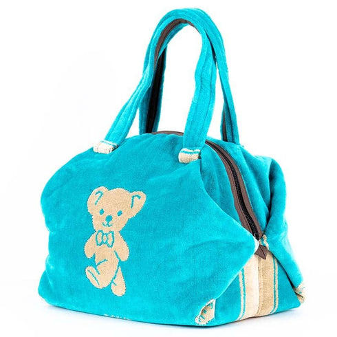 バッグ 横浜ナナ NANA ボストンバッグ中 ベア柄 ターコイズブルーベージュ nn-btm7-H