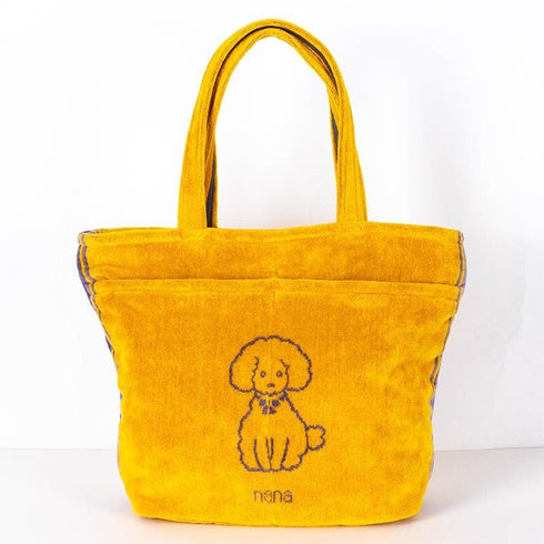バッグ 横浜ナナ 湘南ナナ  NANA トートポケットバッグ プードル柄  イエローグレーライン nn-ttp8-A
