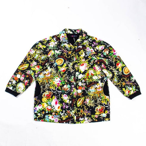 パジャマ TUNIC 40接結・ローズエンジェル 襟付全開トレーナーパジャマ クロ フリーサイズ 29336-B