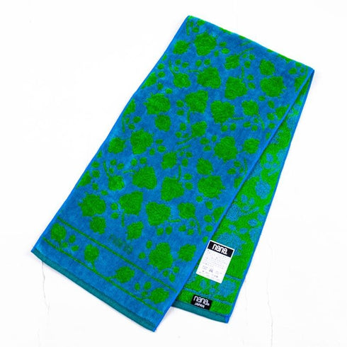 タオル 横浜ナナ NANA フェイスタオル ハーフ ローズパピヨン柄 グリーンシロ nn-fth9-M