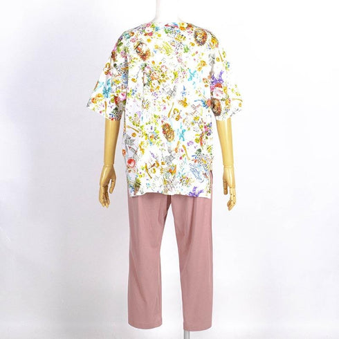 パジャマ TUNIC 80双天竺・マリンラブ 5分袖トレーナーパジャマ オフ フリーサイズ 53255-A