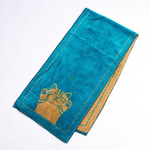 タオル 横浜ナナ 湘南ナナ NANA スポーツタオル バンザイネコ ターコイズブルーベージュ nn-spt136