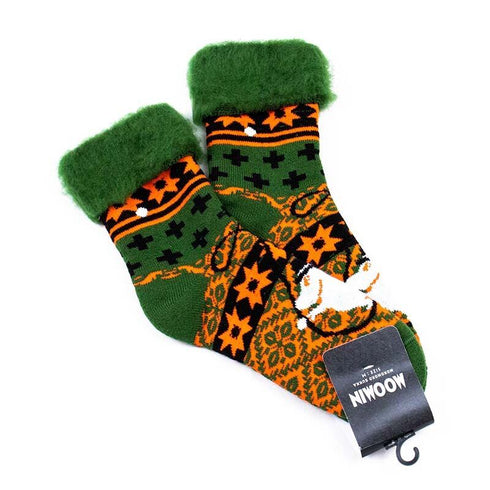 ソックス MOOMIN モコモコソックス ムーミンとパパ グリーン サイズM 36-38 (22.5ー25cm)MM026MB