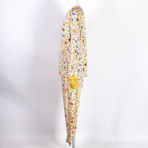 【セール】パジャマ TUNIC アーモンド接結・リーフキャラ ベージュ フリーサイズ 長袖トレーナーパジャマ AWS-43413-A