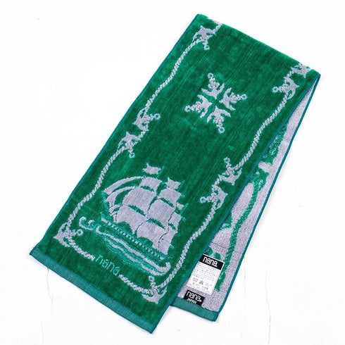 タオル 横浜ナナ NANA フェイスタオル ハーフ バイキング柄 グリーンシロ nn-fth29-M