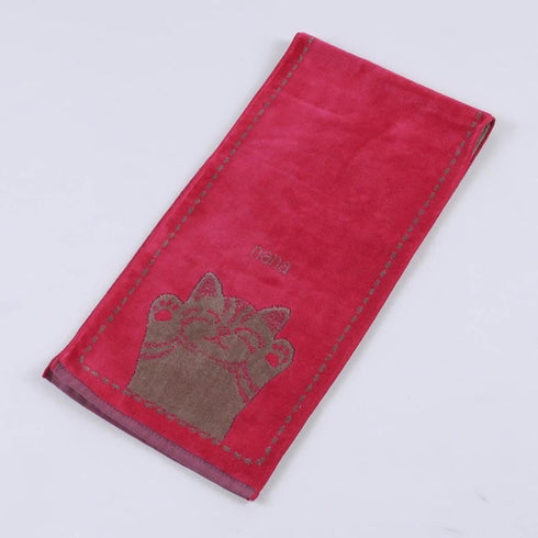 タオル 横浜ナナ 湘南ナナ NANA フェイスタオル ハーフ バンザイネコ チェリーピンクグレー nn-fth17-A