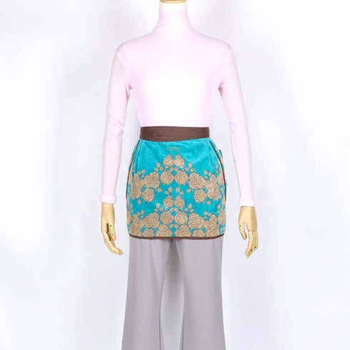 エプロン 横浜NANA ショートサロンエプロン ローズ ターコイズブルー/ベージュ