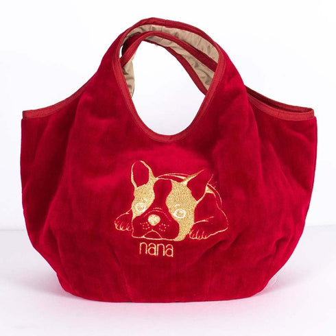 バッグ 横浜ナナ NANA Kバッグ フレンチブルドッグ アカ金糸刺繍 nn-k34