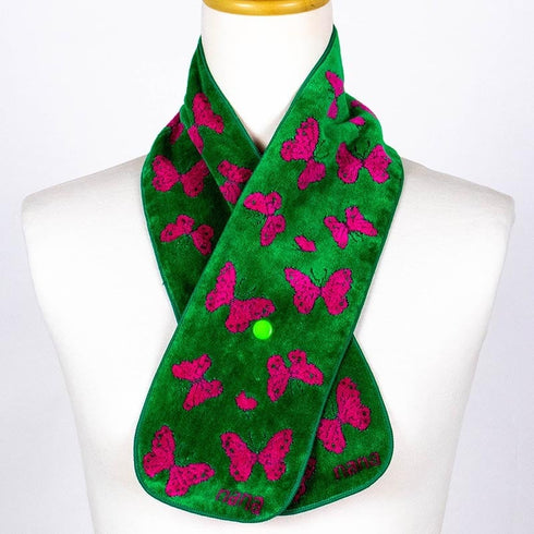 マフラー 横浜ナナ 湘南ナナ  NANA ボタン付きナロータオルマフラー パピヨン グリーンピンク nn-tmf7-F