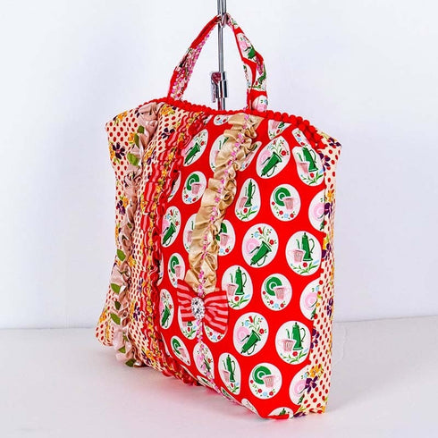 バッグ TUNIC 綿プリント オリビアガーデンのランジュBag アカ 18133-B