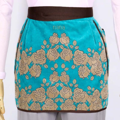 エプロン 横浜NANA ショートサロンエプロン ローズ ターコイズブルー/ベージュ