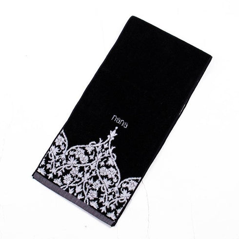 タオル 横浜ナナ 湘南ナナ NANA フェイスタオル ハーフ インディア柄 クロシロ nn-fth26-J