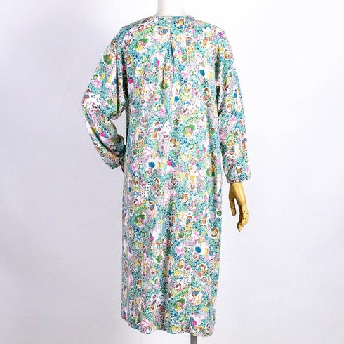 ネグリジェ TUNIC 60接結・小花メルヘン ヨーク半開ネグリジェ グリーン フリーサイズ 26401-C
