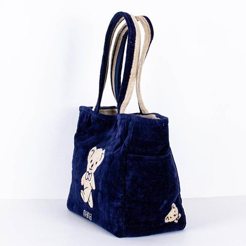 バッグ 横浜ナナ 湘南ナナ NANA 湘南バッグ ベア柄 紺ベージュ nn-sn8-C