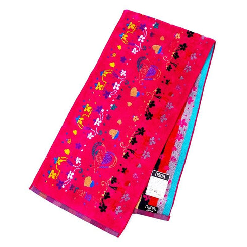 タオル 横浜ナナ 湘南ナナ NANA フェイスタオル ハーフ ハートフラワー ピンク多色 nn-fth18-D2