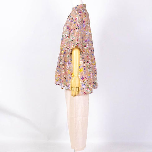 【セール】パジャマ TUNIC 80ローンサッカー・半袖パジャマ フラワー フリーサイズ SSS-39079-A