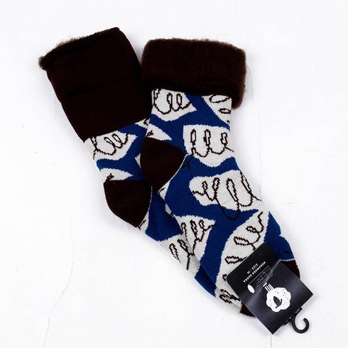ソックス fromF モコモコソックス 葉っぱ ブルー サイズM 36-38 (22.5ー25cm)TV088MBL
