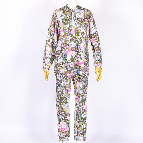 パジャマ TUNIC 60接結・リボンキャラ 長袖半開トレーナーパジャマ フリーサイズ グリーン 26382-C