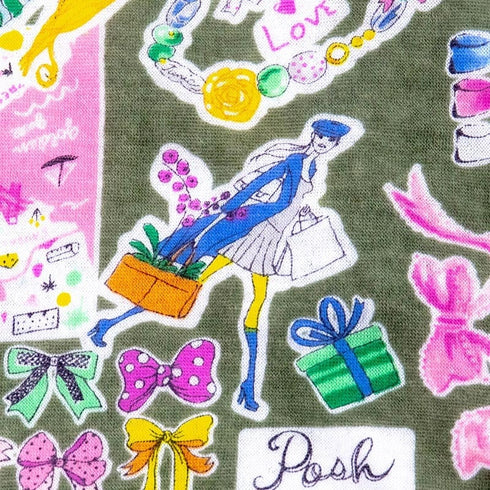 パジャマ TUNIC 60接結・リボンキャラ 長袖半開トレーナーパジャマ フリーサイズ グリーン 26382-C