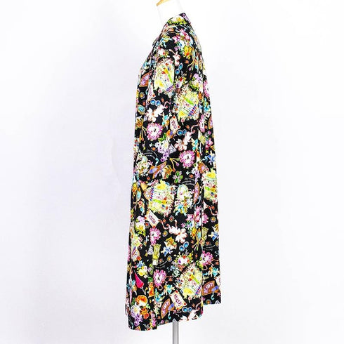 ネグリジェ TUNIC 40接結・リースエンジェル 襟付半開ネグリジェ クロ フリーサイズ 29333-B