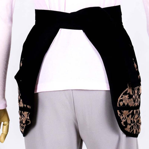 エプロン 横浜NANA ショートサロンエプロン インディア   クロ/ベージュ