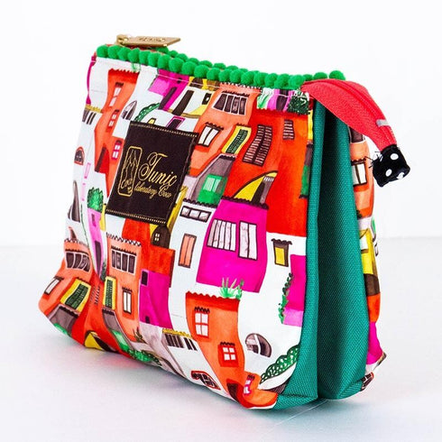 ポーチ TUNIC タフタインクジェットプリント マカロンタウンのツインズポーチ ピンク 18166-A