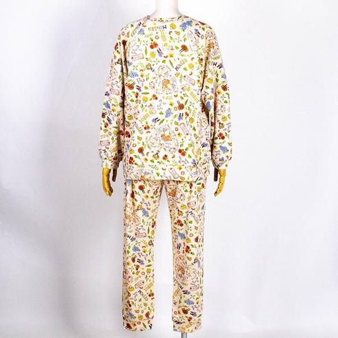 【セール】パジャマ TUNIC アーモンド接結・リーフキャラ ベージュ フリーサイズ 長袖トレーナーパジャマ AWS-43413-A