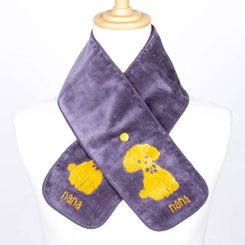 マフラー 横浜ナナ 湘南ナナ  NANA ボタン付きナロータオルマフラー プードル グレーイエロー nn-tmf2-B