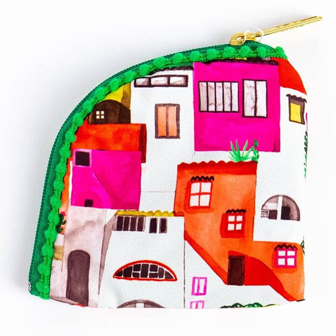 ポーチ TUNIC タフタインクジェットプリント マカロンタウンのヒールミニケース ピンク 18168-A