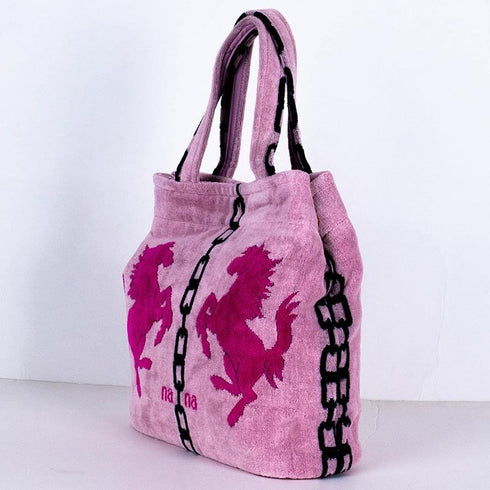 バッグ 横浜ナナ NANA タウンバッグ ホース柄 ピンク濃ピンククロ nn-twn10-B