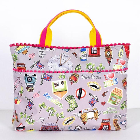 バッグ TUNIC タフタ転写プリント ロンドンカフェのバッグinBag(ポーチ付き) 17421-A