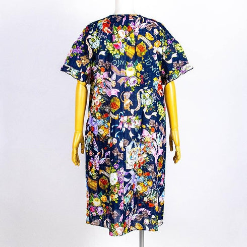 ネグリジェ TUNIC ローンパフサッカー・リボンエンジェル 半袖半開ネグリジェ 紺 フリーサイズ 56010-C