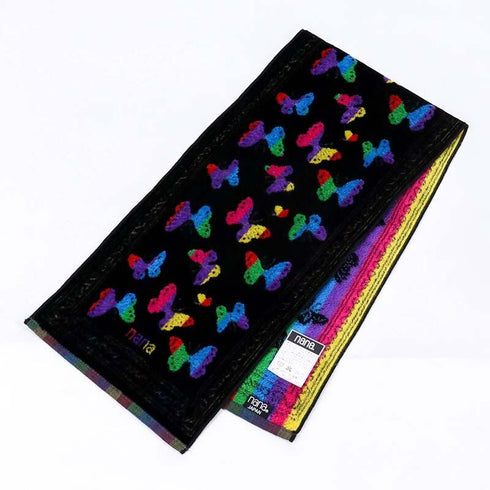 タオル 横浜ナナ NANA フェイスタオル ハーフ パピヨン クロ多色 nn-fth7-G