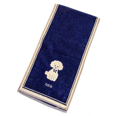 タオル 横浜ナナ 湘南ナナ NANA スポーツタオル プードル柄 紺ベージュ nn-spt206