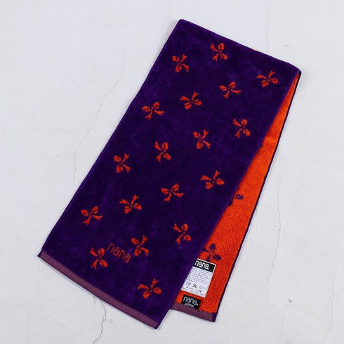 タオル 横浜ナナ 湘南ナナ NANA フェイスタオル ハーフ リボン柄 パープルオレンジ nn-fth37-H