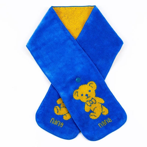 マフラー 横浜ナナ 湘南ナナ  NANA ボタン付きナロータオルマフラー ベア柄 ブルーイエロー nn-tmf1-I