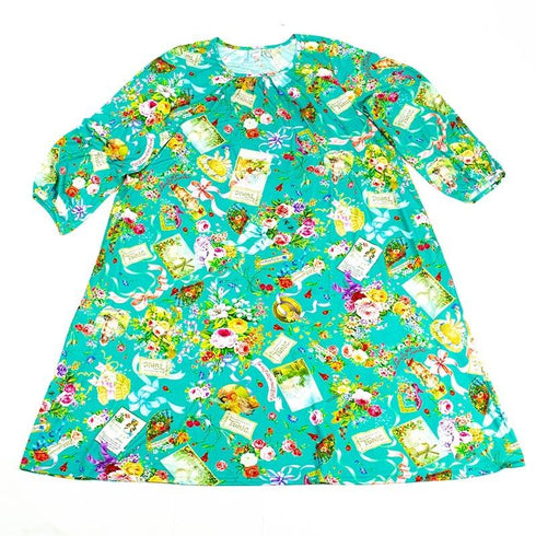 ネグリジェ TUNIC ビスコラピア・オールハピネス 長袖ネグリジェ グリーン 12778-B