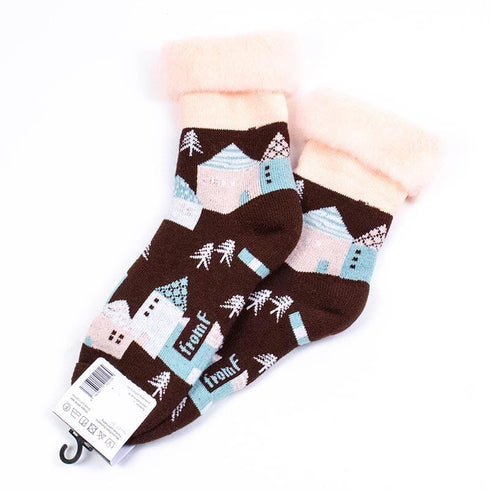 ソックス fromF モコモコソックス タロ/おうち ブラウン サイズM 36-38 (22.5ー25cm)TV065M-BR