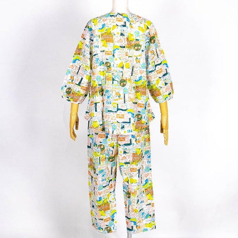【セール】パジャマ TUNIC 80シルキーローンサッカー・レモネードGirl 7分袖全開パジャマ フリーサイズ オレンジ AWS-26088-B