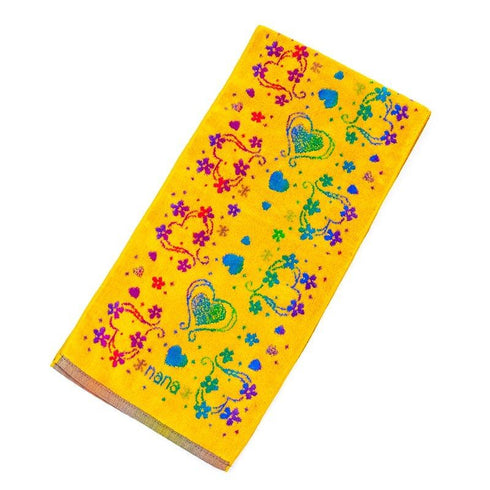 タオル 横浜ナナ 湘南ナナ NANA フェイスタオル ハーフ ハートフラワー イエロー多色 nn-fth18-G2