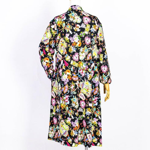 ネグリジェ TUNIC 40接結・リースエンジェル 襟付半開ネグリジェ クロ フリーサイズ 29333-B