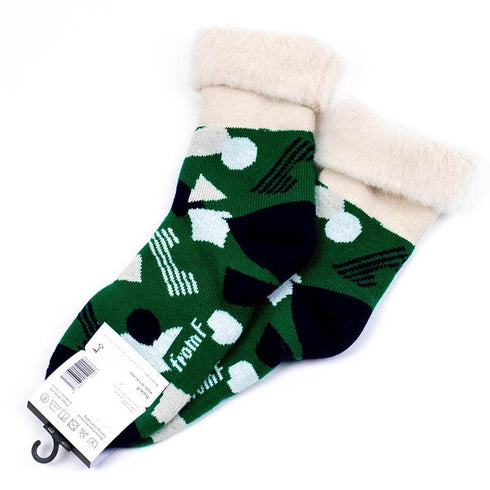 ソックス fromF モコモコソックス ロホコ/積み木 グリーン サイズM 36-38 (22.5ー25cm)TV063M-GN