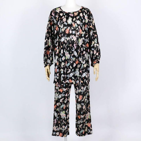 パジャマ TUNIC アクリル天竺・メイクアップキャラ 長袖ネックギャザートレーナーパジャマ フリーサイズ クロ