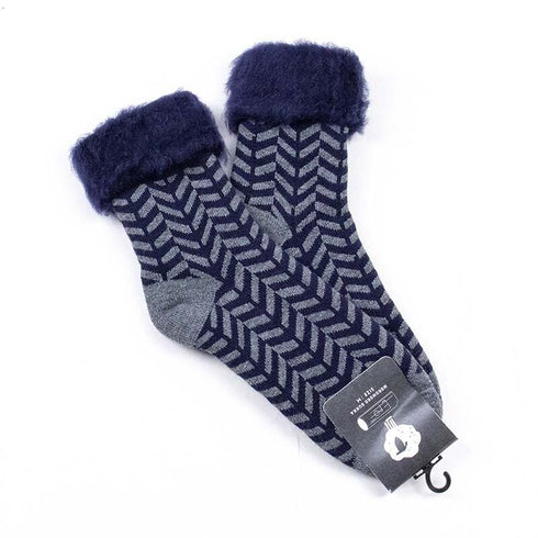 ソックス fromF モコモコソックス ヘリンボーン ネイビー サイズM 36-38 (22.5ー25cm)TV014MA