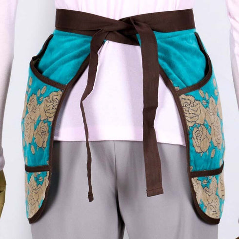 エプロン 横浜NANA ショートサロンエプロン ローズ ターコイズブルー/ベージュ