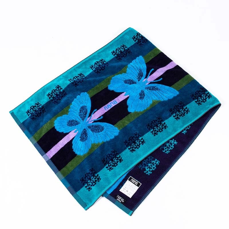 タオル 横浜ナナ NANA フェイスタオル B蝶 ブルー nn-ft9 – 中谷商店